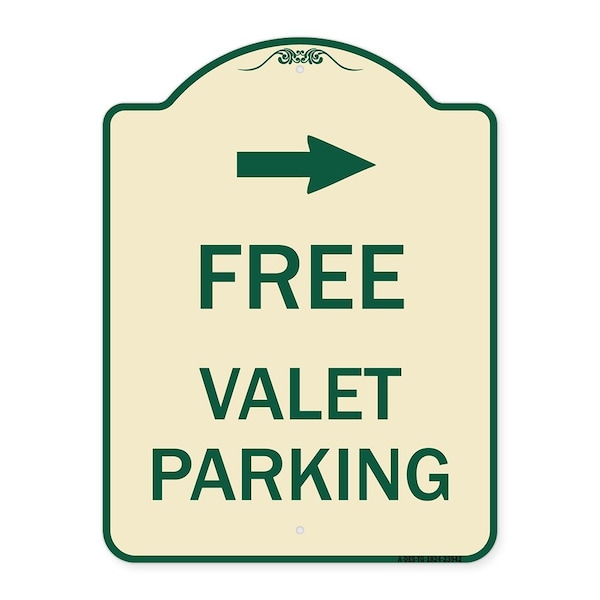 Signmission Free Valet Parking W/ Right Arrow Heavy-Gauge Aluminum Architectural Sign, 24" x 18", TG-1824-23942 A-DES-TG-1824-23942 - main